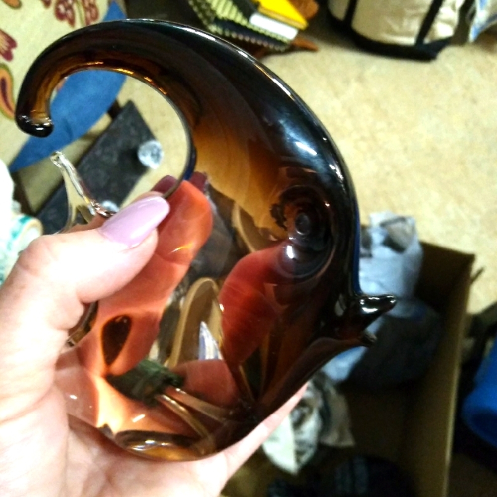 Vintage Murano Italy Brown/Purple and clear blown